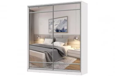 Шкаф-купе 2-х дверный Виктория 1800х584х2300, Белый 18ДЗЗЗДЗЗЗ-ЯППШ-Б 310-944