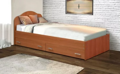 Односпальная кровать с ящиком с ящиками на уголках №3 ЛДСП 800*1900 Клен