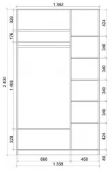 Шкаф-купе белый Хит-24-14-77 Орхидея Белая шагрень