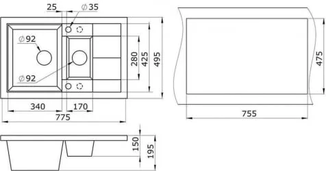 Кухонная мойка GRANULA 7802 Базальт