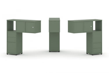 Надставка на стол низкая двухсторонняя + задняя стенка (4 шт.) + блок с 2-мя ящиками (2 шт.) + распашной фасад (2 шт.) CONCEPT CN.DNN-004 Кобо Черный металл