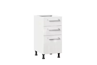 Тумба кухонная 400 с 3 ящиками (4) Герда ЛД 272.115.000 Белый/Белый глянец