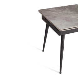 Стол обеденный Lord Grey/Лорд Грей столешница керамика (глянцевая) / опоры металл, серый/черный, (120+30+30)x80x75 см