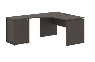 Стол эргономичный с тумбой левый EDIS EDCET 1518 L Мокко Черный