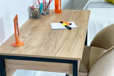 Детский маленький стол SMU-01 дуб крафт золотой/черный муар