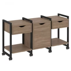 Тумба на колесных опорах наборная. Вариант №6 LOFT VR.L-TN-6.K Металл черный Дуб Аризона