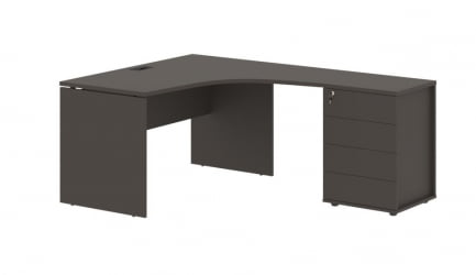 Стол эргономичный с тумбой правый ЕДИС ЕДCЕТ 1518 Р Мокко Черный / EDIS EDCET R