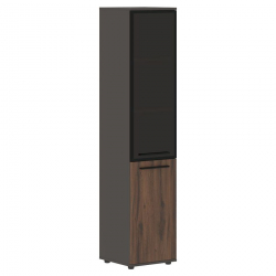 Шкаф-колонка комбинированная с дверью в металлической раме левый EDIS EHCS 42.7 L Дуб Денвер темный Черный Мокко