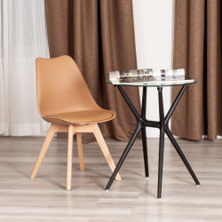 Стул TULIP (mod. 73-1) дерево/пластик/экокожа, 47,5x55x80 см, Бежевый (Latte)