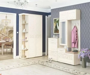 Панель с крючками и зеркалом (лев/прав) Тиффани 47.07.1 Сосна Астрид Мелинга Игуана Бежевый