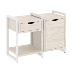 Тумба на регулируемых опорах наборная. Вариант №3 LOFT VR.L-TN-3.O Металл белый Денвер светлый