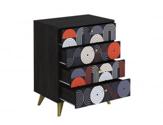 Комод Фьюжн КМ-001 АРТ  Угольный камень/VINIL