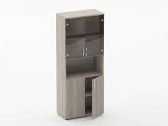 Шкаф высокий со стеклом и нишей Glassy 6.19.141 Дуб сантана светлый