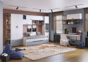 Одноярусная детская кровать Стич, выдвижная, ясень анкор светлый/серо-голубой