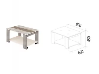 Стеклянный журнальный стол Агат 33.10 Кена-Фреска Невада