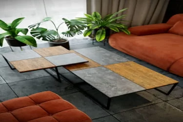 Стол журнальный Фьюжн квадро Дуб американский/серый бетон