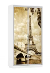 Шкаф-купе двухдверный Экспресс Дуо 1200х2400h Париж/Белый снег