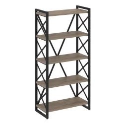 Стеллаж на регулируемых опорах - 5 полок LOFT VR.L-MST.O-5.8 Металл черный Тиквуд темный