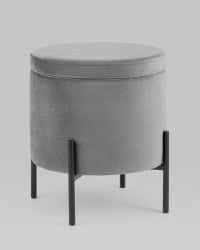 Пуф Грейс с ящиком велюр Серый