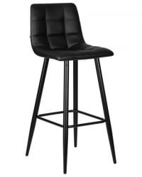 Стул барный ДОБРИН НИCОЛЕ (черные матовые ножки, черная экокожа (П-01)) 2 шт / DOBRIN NICOLE (P-01))
