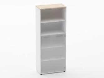 Шкаф 4 широкий 2 полки открытые и 2 стеклянные двери Deka 10.19.161 Туя/Белый