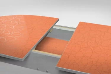 Стол обеденный Универсальный 32мм ХРОМ мет.напр. 3 кат. 1005 8510 круги ЛДСП дуб выбеленный