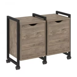 Тумба на колесных опорах наборная. Вариант №2 LOFT VR.L-TN-2.K Металл черный Тиквуд темный