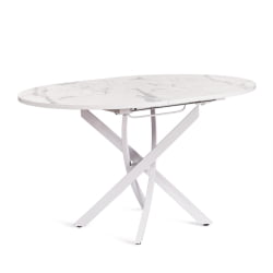 Стол MANZANA ЛДСП/HPL/металл, 100 х 100+30 х 75 см, Мрамор светлый/белый