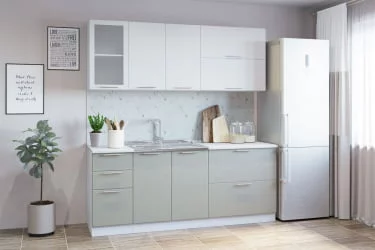 Гарнитур кухонный СОФТ В 1 (накладная мойка) рельеф белый/латте