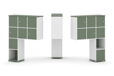 Надставка на стол высокая двухсторонняя + задняя стенка (8 шт.) + распашной фасад (6 шт.) CONCEPT CN.DNV-002 Кобо Белый бриллиант Белый металл