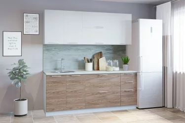 Гарнитур кухонный 2000 (врезная мойка) белый грунт/ель карпатская