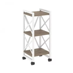 Стеллаж на колесных опорах - 3 полки LOFT  VR.L-MST.K-3.4 Металл белый Тиквуд темный