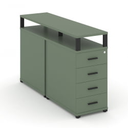 Тумба двухсторонняя опорная приставная с 4-мя ящиками и надставкой CONCEPT CN.DTGO-003 B/W Кобо Черный