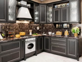 Тумба кухонная 800 с 2 ящиками ЛЮКС (4) Италия ЛД 275.926.000 Черный Дуб темный