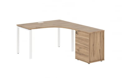 Стол эргономичный с тумбой правый EDIS EUCET 1318 R Дуб Денвер светлый Белый