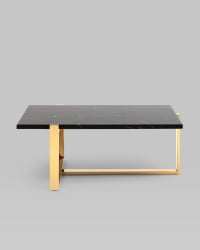 Журнальный столик Тоби 109*66 черный мрамор сталь Золото