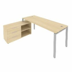 Рабочая станция на П-образном м/к с опорной тумбой левая Metal System БП.РС-СТС-2.5 Л Акация/Серый