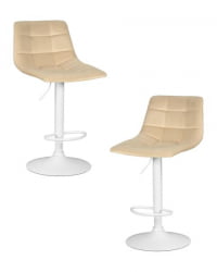 Стул барный ДОБРИН ТАИЛОР ВХИТЕ (бежевый велюр (МДЖ9-10)) 2 шт / DOBRIN TAILOR WHITE (MJ9-10))