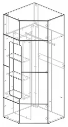 Детский угловой шкаф Палермо Юниор 08 Белый глянец Ясень шимо светлый Синий