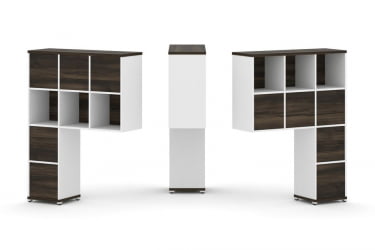 Надставка на стол высокая двухсторонняя + задняя стенка (8 шт.) + блок с 2-мя ящиками (2 шт.) CОНCЕПТ CН.ДНВ-006 Дуб Мали Белый бриллиант Белый металл / CONCEPT CN.DNV-006