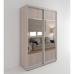 Современный шкаф-купе с зеркалом Акцент-Дуэт Д 1000х600 Ясень шимо светлый