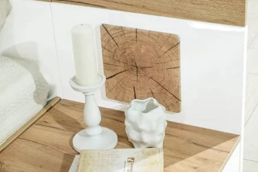 Тумба прикроватная с декоративным щитом Фиджи 014 Дуб Золотой Белый