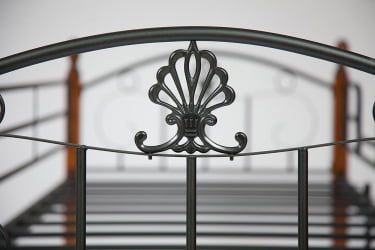 Кровать BOLERO двухярусная дерево гевея/металл, 90*200 см (bunk bed), красный дуб/черный