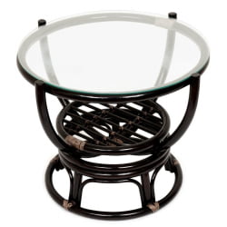 Столик журнальный со стеклом BENOA 5005 Antique brown (античный черно-коричневый)