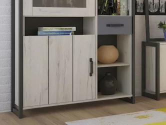 Гостиная Техно №1 Дуб Крафт белый/Серый шифер