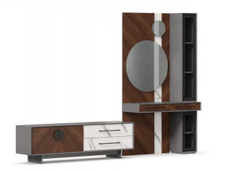 Набор мебели для гостиной Вилена №7 Серый/Орех/Монте белый