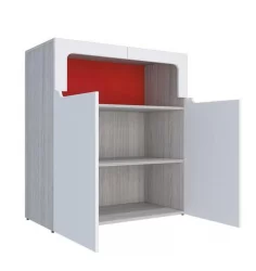 Тумба Палермо Юниор 06 Белый глянец Ясень шимо светлый Красный