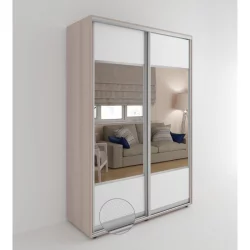 Современный шкаф-купе с зеркалом Акцент-Дуэт КВ 1200х600 Ясень шимо светлый