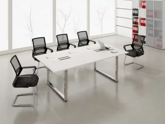 Стол системы БЭНЧ, переговорный, конечный GLOSS LINE НСПК-О.928 Белый Премиум