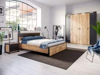 Шкаф двухстворчатый с комбинированными дверями Техно ЛД 678.130.000.001 Дуб Золотой Черный